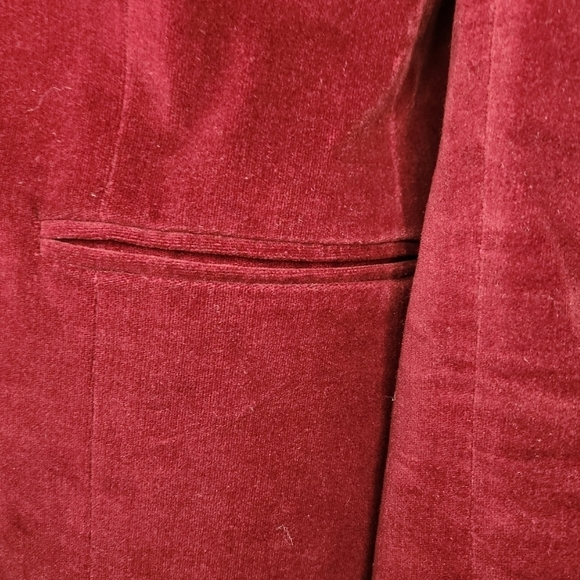 80s Burgundy Velvet Blazer Jacket - Picture 10 of 13